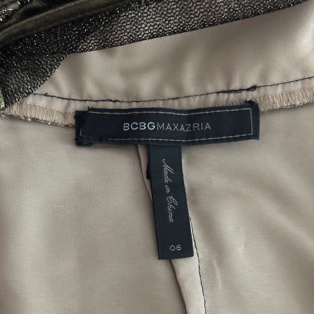 BCBGMaxAzria "Tenya" Sheer Back Mini Dress - Gold & Black Size 6 - Picture 11 of 13